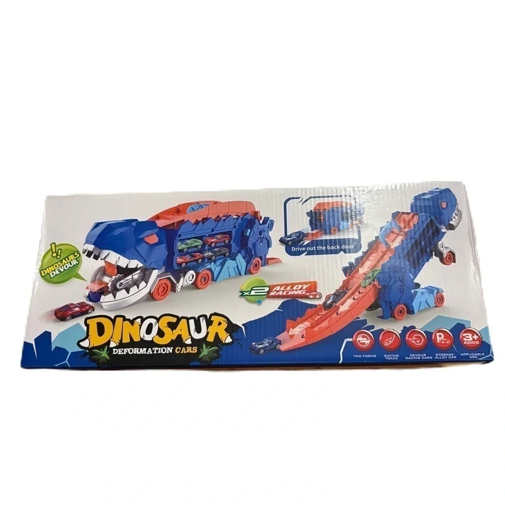 Dinosaur Deformation Cards Play Set NEW Car Carrier Red Blue Kids Toy